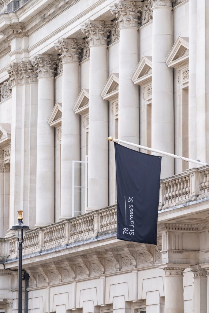 Facade and banner at 78 St James's Street