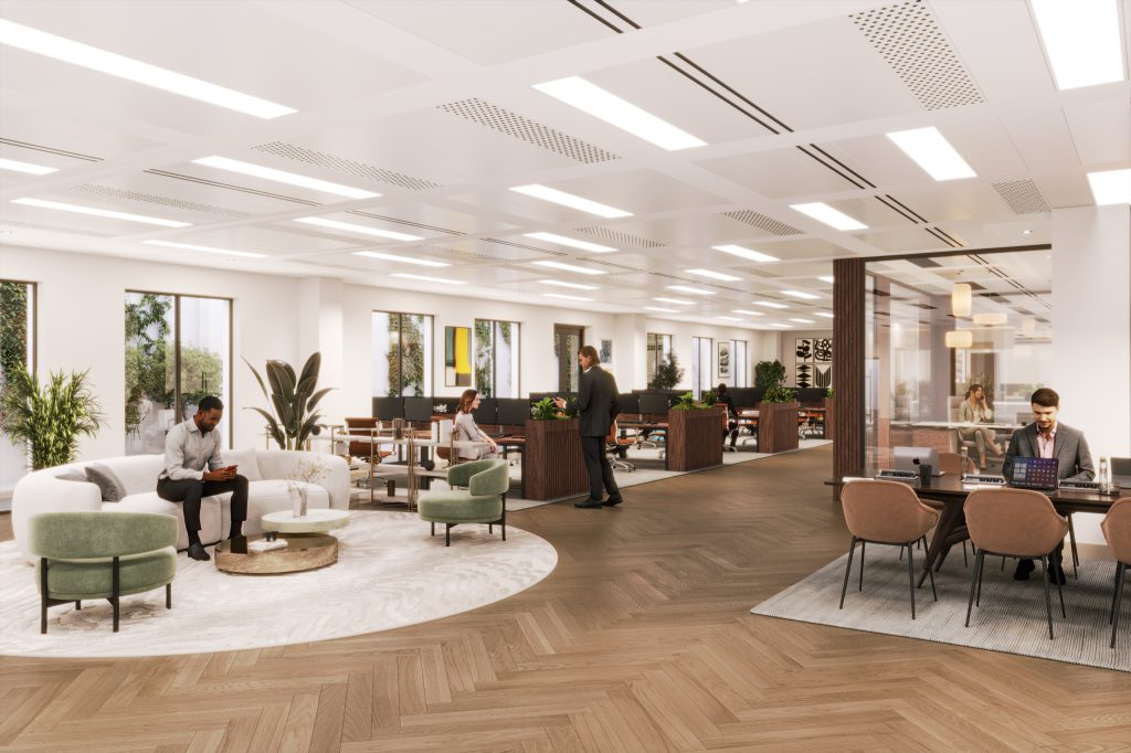 Indicative CGI of a fitted office floor at 78 St James's Street
